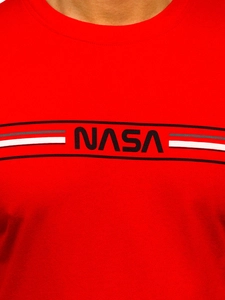 Herr Bomulls T-shirt med tryck Röd Bolf 5052