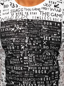 Herr Bomulls T-shirt med tryck Vit Bolf 1173