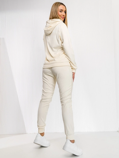 Dam 2-delad Träningsoverall i velour med huva Ecru Bolf 8C1176