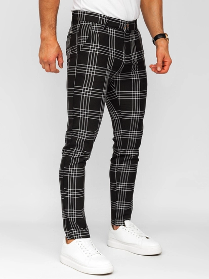 Herr Eleganta rutiga byxor Svart Bolf 184160