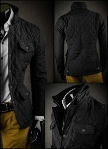 Herr Elegant Quiltad Jacka Svart Bolf 802A