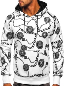 Herr Huvtröja med tryck Vit Bolf HM336