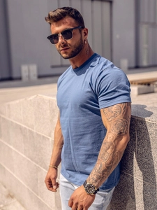 Herr Bomulls Basic T-shirt Blå Bolf 192397A