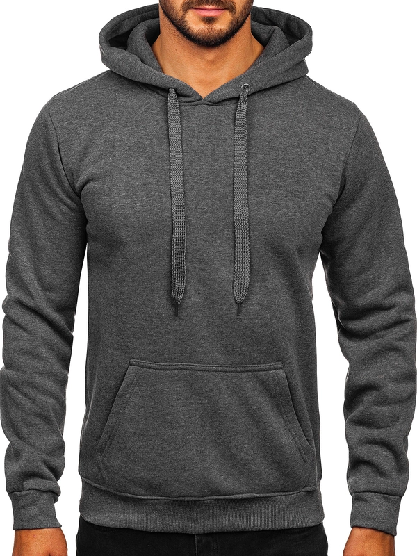 Herr Huvtröja och känguruficka Grafitgrå Bolf MB001