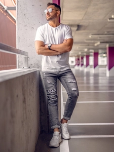 Herr Basic V-ringad T-shirt Vit Bolf 192131A