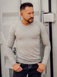 Herr V-ringad Tröja Ljus Grå Bolf YY03