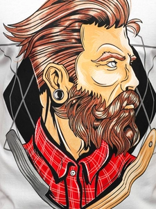 Herr Bomulls T-shirt med tryck Vit Bolf 143024