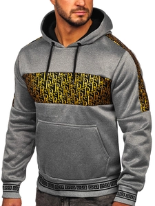 Herr Varm Huvtröja med tryck Grå Bolf HM526