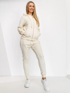 Dam 2-delad Träningsoverall i velour med huva Ecru Bolf 8C1176