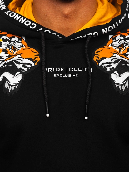 Herr Huvtröja med tryck Svart Bolf 6287