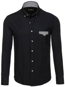 Herr Elegant Långärmad Skjorta Svart Bolf 4711