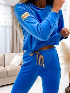 Dam 2-delad Velour Träningsoverall Himmelsblå Bolf 8129
