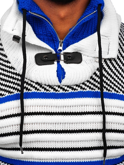 Herr Tjock Tröja med stå upp krage Vit Bolf 2000