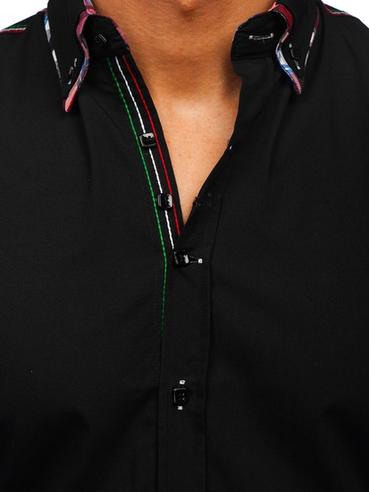 Herr Elegant Långärmad Skjorta Svart Bolf 2705