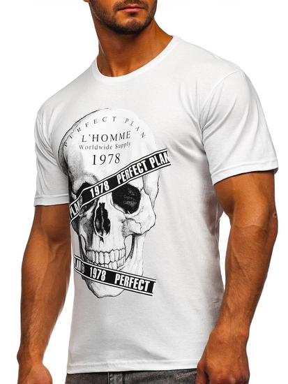 Herr T-shirt med tryck Vit Bolf 142176