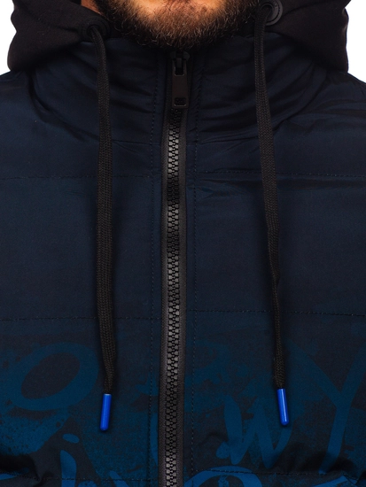 Herr Quiltad Vinterjacka Marinblå 27M8102