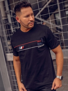 Herr Bomulls T-shirt med tryck Svart Bolf 14772A