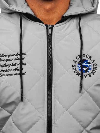 Herr Lättvikt Quiltad Baseball Bomberjacka Grå Bolf 84M3006