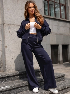 Dam 2-delad Träningsoverall med dragkedja och smör Marinblå Bolf 821109