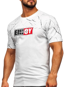 Herr Bomulls T-shirt med tryck Vit Bolf 147737