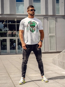 Herr Bomulls T-shirt med tryck Vit Bolf 192379A