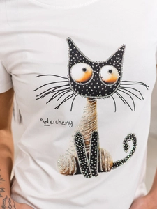 Dam T-shirt med tryck Vit Bolf 95T2515