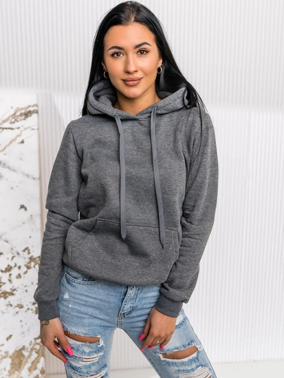 Dam Sweatshirt med känguruficka Grafitgrå Bolf W02A1