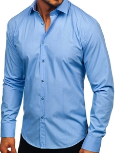 Herr Elegant Långärmad Skjorta Himmelsblå Bolf 6944