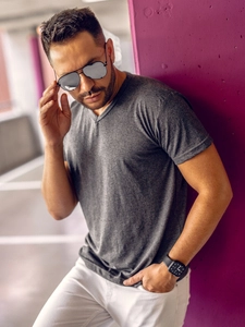 Herr Basic V-ringad T-shirt Antracit Bolf 192131A