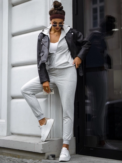 Dam 2-delad Träningsoverall med huva Melerad Bolf 821110