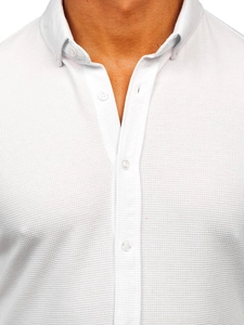 Herr Långärmad Muslin Skjorta Vit Bolf 506