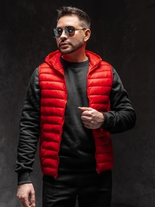 Herr Quiltad Väst med huva Röd Bolf LY36A1