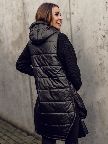 Dam Lång Quiltad Väst Svart Bolf B0122A