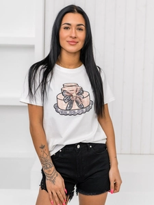 Dam T-shirt med tryck Vit Bolf 97T2113