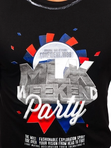 Herr Mönstrad T-shirt Svart Bolf s028