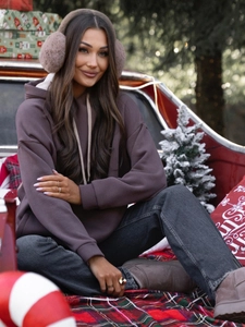 Dam Varm Huvtröja med känguruficka Choklad Bolf 82131