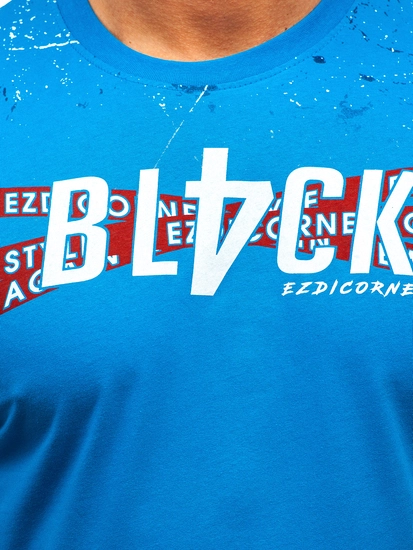 Herr Bomulls T-shirt Himmelsblå Bolf 14722