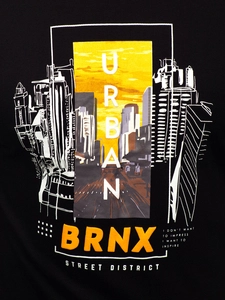 Herr Bomulls T-shirt med tryck Svart Bolf MPO3452