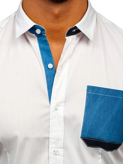 Herr Elegant Långärmad Skjorta Vit Bolf 7192