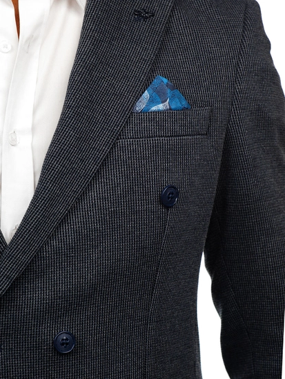 Herr Dubbelbröstad Elegant Kavaj Marinblå Bolf 006