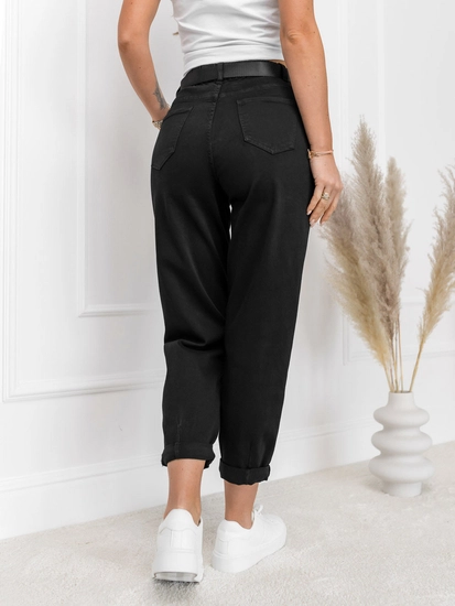 Dam High Waist Jeans med Bälte och Väska Svart Bolf LA688