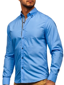 Herr Långärmad Skjorta Himmelsblå Bolf 20715
