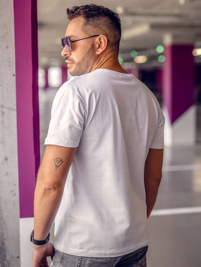 Herr Basic V-ringad T-shirt Vit Bolf 192131A