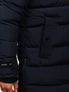 Herr Lång Quiltad Vinterjacka Marinblå Bolf 6477