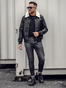 Herr Skinnjacka Svart Bolf 1178