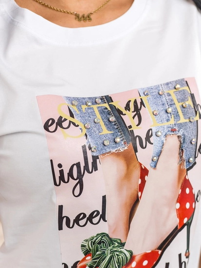 Dam T-shirt med tryck Vit Bolf 95T2506