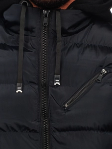 Herr Varm Quiltad Väst med huva Marinblå Bolf 7126