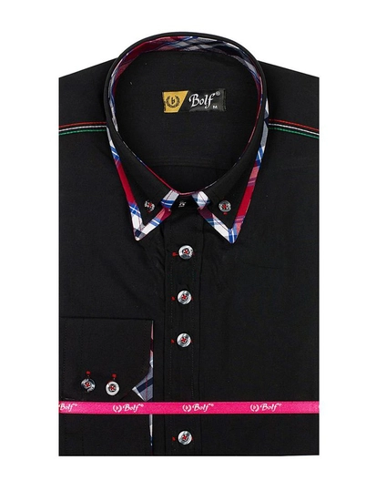 Herr Elegant Långärmad Skjorta Svart Bolf 3701