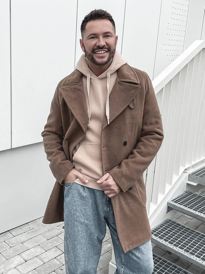 Herr Dubbelknäppt Vinterrock med hög krage Svart Bolf 1048B