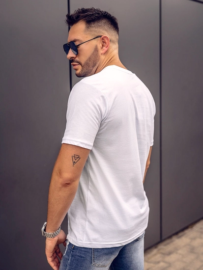 Herr Bomulls T-shirt med tryck Vit Bolf 143024A